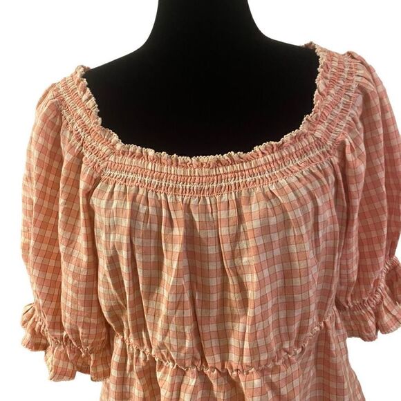 Old Navy Pink and White Plaid Boho Inspired Top Size L - Picture 2 of 11